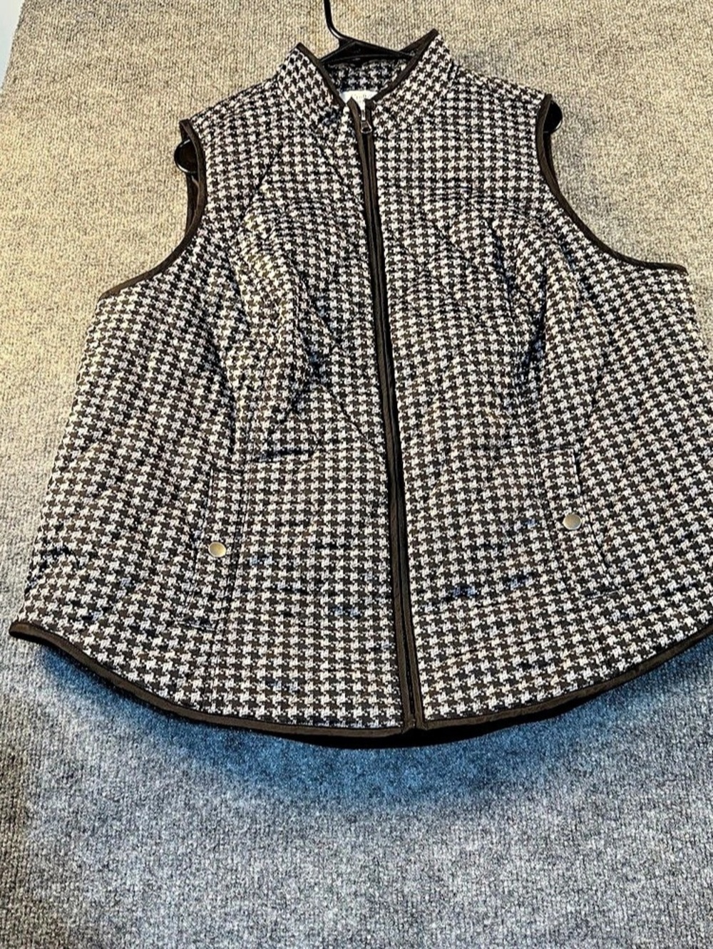 Croft & Barrow Quilted Vest Houndstooth Black & White Size 1X
